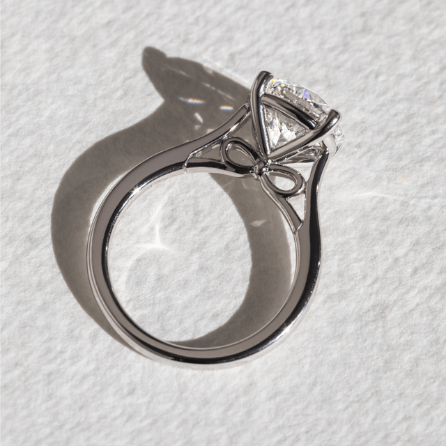 4 Carat Lab Grown Round Diamond Solitaire Engagement Ring in Platinum - Gabriela