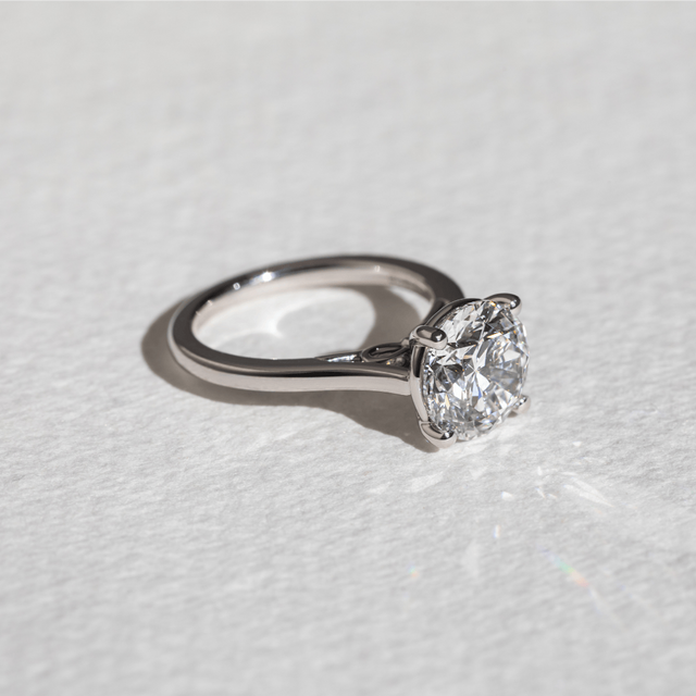 4 Carat Lab Grown Round Diamond Solitaire Engagement Ring in Platinum - Gabriela