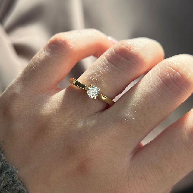 0.30 Carat Lab Grown Round Diamond Solitaire Engagement Ring in Yellow Gold - Ibib