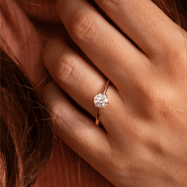 1 Carat Lab Grown Round Diamond Solitaire Engagement Ring in Yellow Gold - Favian