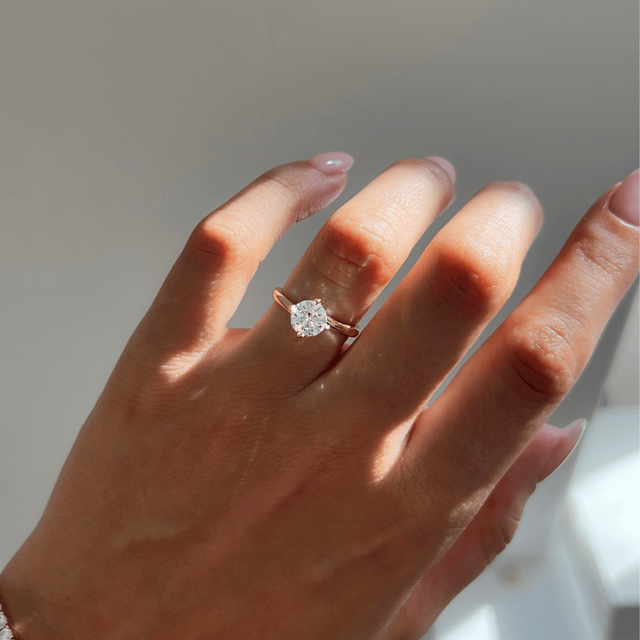 1 Carat Lab Grown Round Diamond Solitaire Engagement Ring in Yellow Gold - Orane