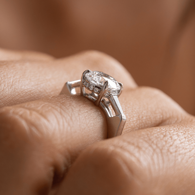 2 Carat Lab Grown Round Diamond Trilogy Engagement Ring in Platinum - Kenzo