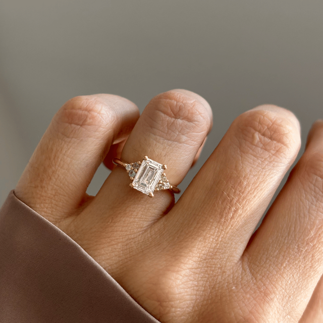 1.60 Carat Lab Grown Emerald Diamond Cluster Engagement Ring in Yellow Gold - Isabella