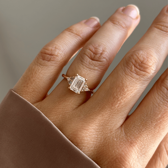 1.60 Carat Lab Grown Emerald Diamond Cluster Engagement Ring in Yellow Gold - Isabella