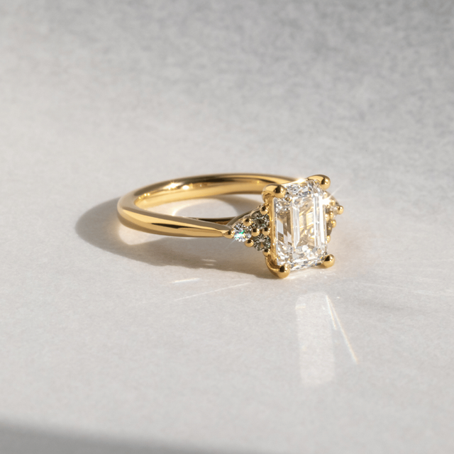 1.60 Carat Lab Grown Emerald Diamond Cluster Engagement Ring in Yellow Gold - Isabella