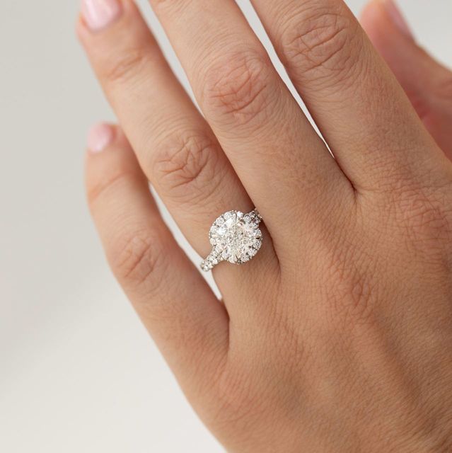 2.60 Carat Lab Grown Cushion Diamond Halo Engagement Ring in Platinum - Arya