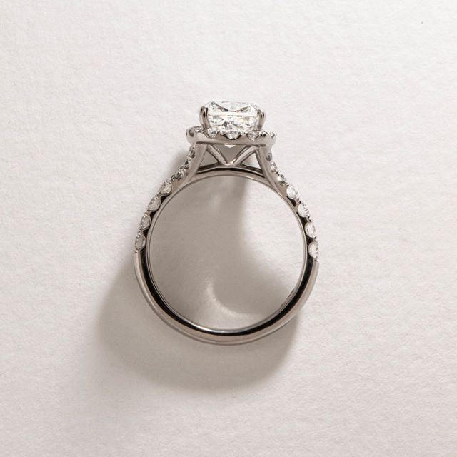 2.60 Carat Lab Grown Cushion Diamond Halo Engagement Ring in Platinum - Arya