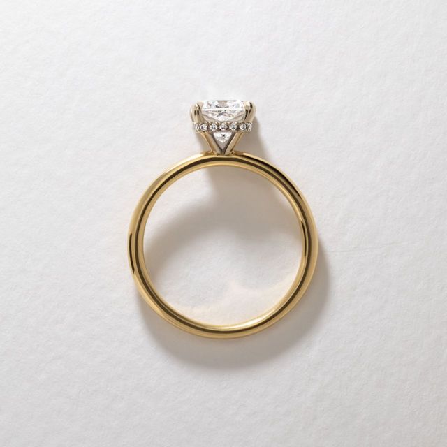 1.50 Carat Lab Grown Cushion Diamond Hidden Halo Engagement Ring in Two Tone - Kate