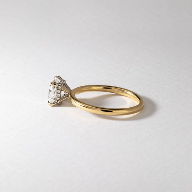 1.50 Carat Lab Grown Cushion Diamond Hidden Halo Engagement Ring in Two Tone - Kate