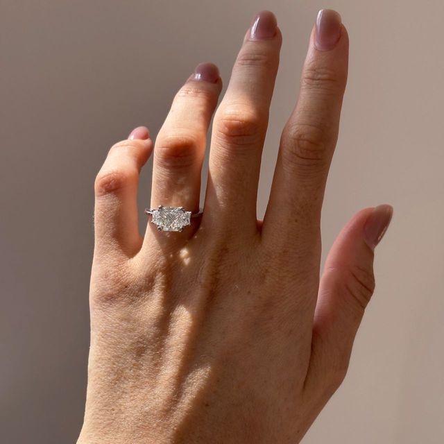 2.50 Carat Lab Grown Cushion Diamond Trilogy Engagement Ring in Platinum - Treya