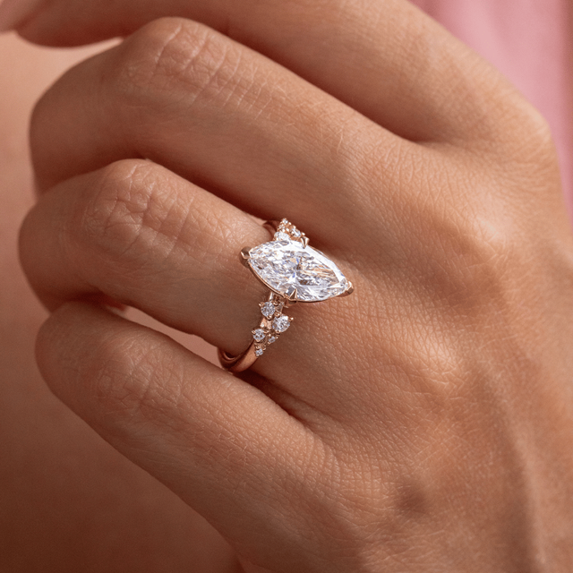 2.50 Carat Lab Grown Marquise Diamond Cluster Engagement Ring in Yellow Gold - Morning Star
