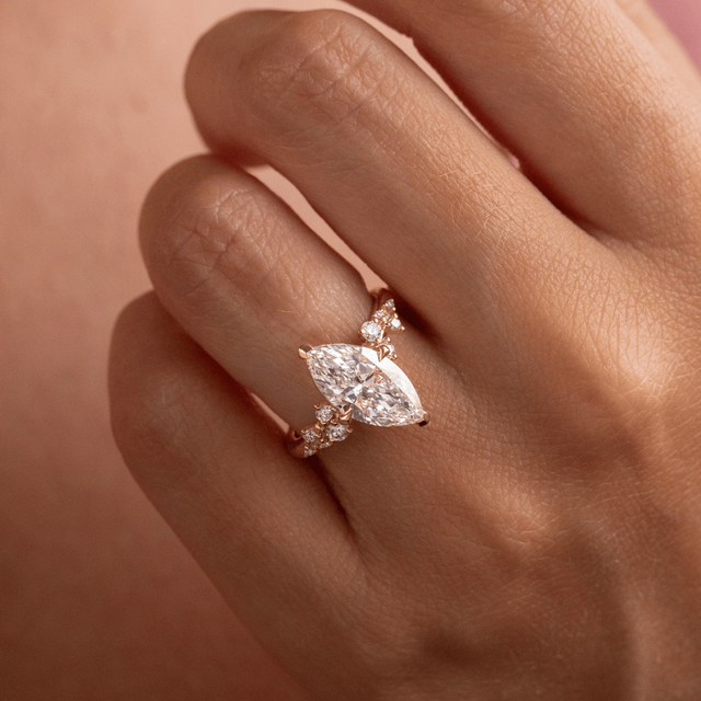 2.50 Carat Lab Grown Marquise Diamond Cluster Engagement Ring in Yellow Gold - Morning Star
