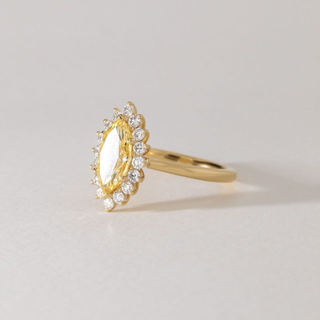2 Carat Yellow Marquise Diamond Cluster Engagement Ring in Yellow Gold - Windermere