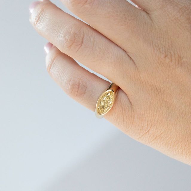2 Carat Lab Grown Yellow Marquise Diamond East-West Engagement Ring in Yellow Gold - Adair