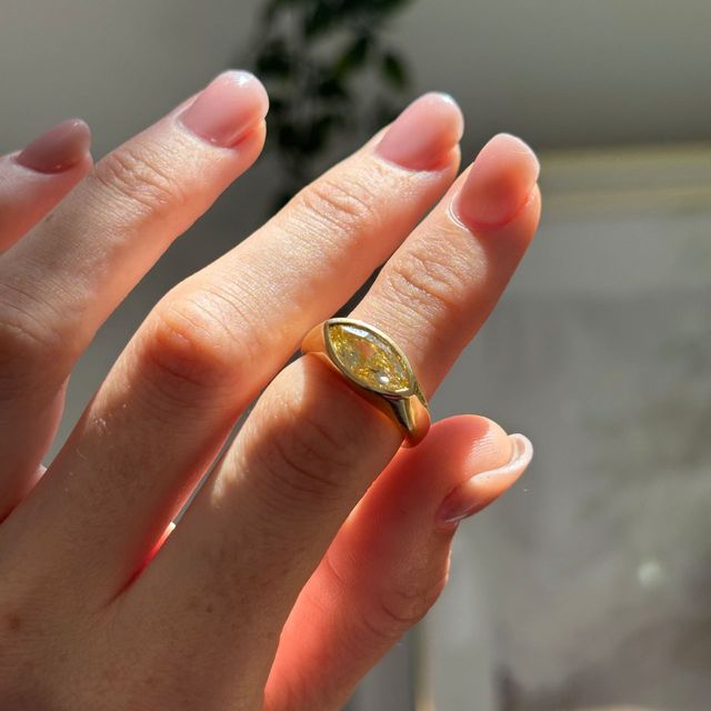 2 Carat Lab Grown Yellow Marquise Diamond East-West Engagement Ring in Yellow Gold - Adair