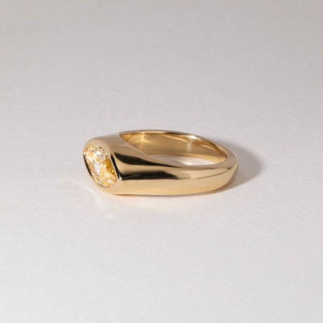 2 Carat Lab Grown Yellow Marquise Diamond East-West Engagement Ring in Yellow Gold - Adair