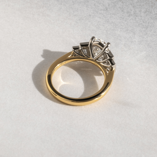 2.50 Carat Lab Grown Oval Diamond Five Stone Engagement Ring in Two Tone - Lapilli