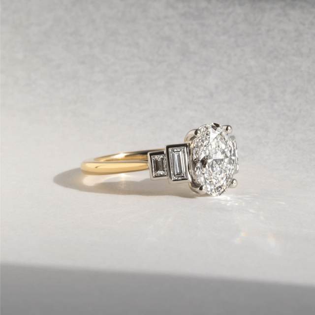 2.50 Carat Lab Grown Oval Diamond Five Stone Engagement Ring in Two Tone - Lapilli
