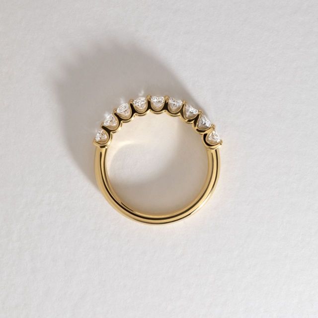 1.40 Carat Lab Grown Oval Diamond Half Eternity Wedding Ring in Yellow Gold - Lux