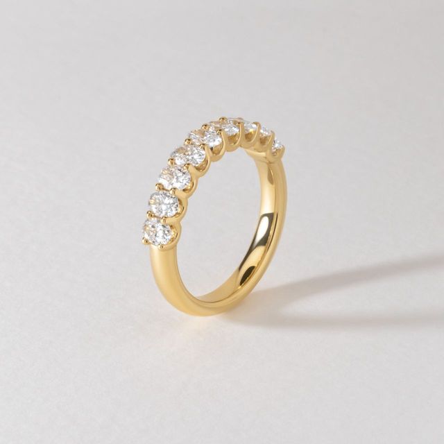 1.40 Carat Lab Grown Oval Diamond Half Eternity Wedding Ring in Yellow Gold - Lux