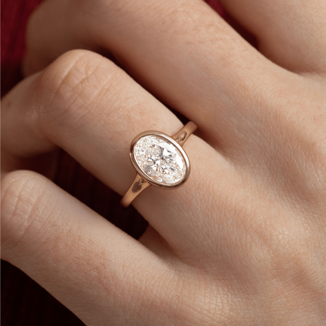 2.00 Carat Lab Grown Oval Diamond Solitaire Engagement Ring in Yellow Gold - London