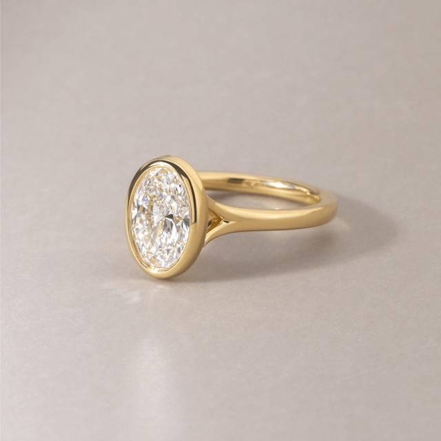 2.00 Carat Lab Grown Oval Diamond Solitaire Engagement Ring in Yellow Gold - London