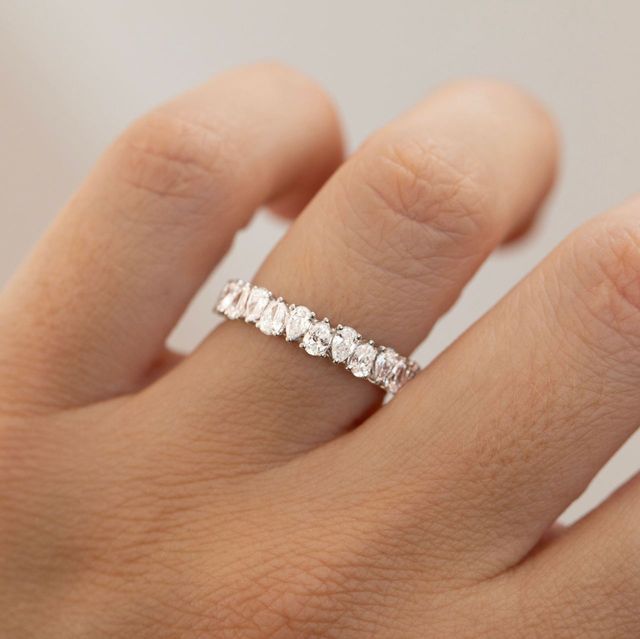 1.10 Carat Pear Diamond Half Eternity Wedding Ring in 9k White Gold - Lux