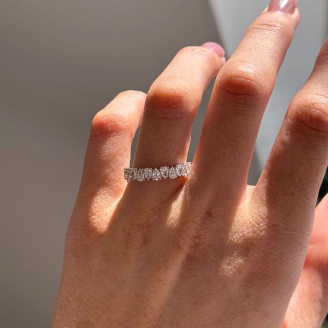 1.10 Carat Pear Diamond Half Eternity Wedding Ring in 9k White Gold - Lux