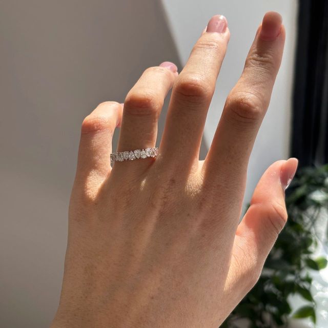 1.10 Carat Pear Diamond Half Eternity Wedding Ring in 9k White Gold - Lux