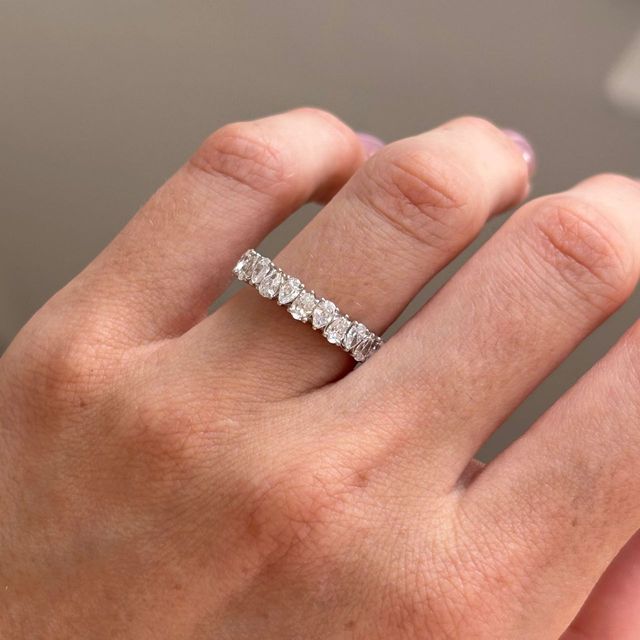 1.10 Carat Pear Diamond Half Eternity Wedding Ring in 9k White Gold - Lux