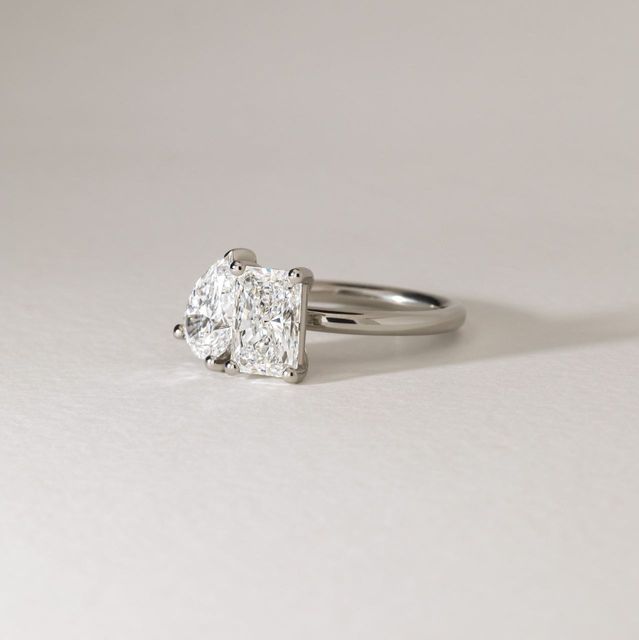 Toi Et Moi Lab Grown Radiant And Pear Diamond Engagement Ring in Platinum