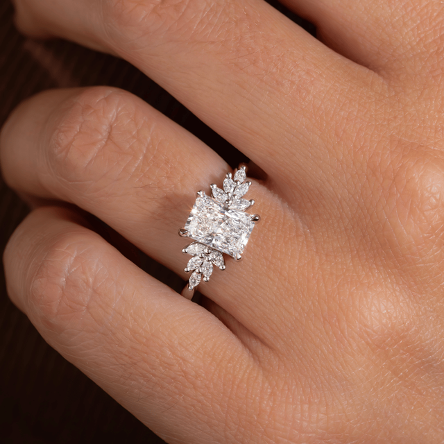 2 Carat Lab Grown Radiant Cut Diamond Cluster Engagement Ring in Platinum - Anastasia