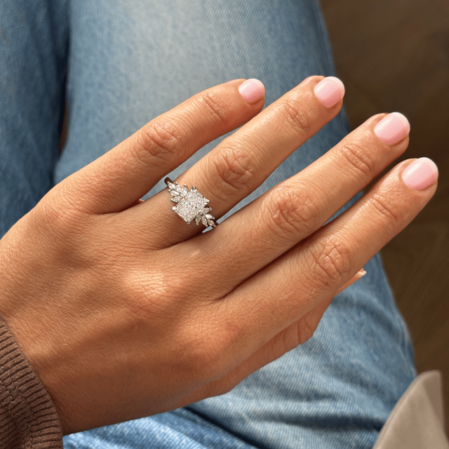 2 Carat Lab Grown Radiant Cut Diamond Cluster Engagement Ring in Platinum - Anastasia