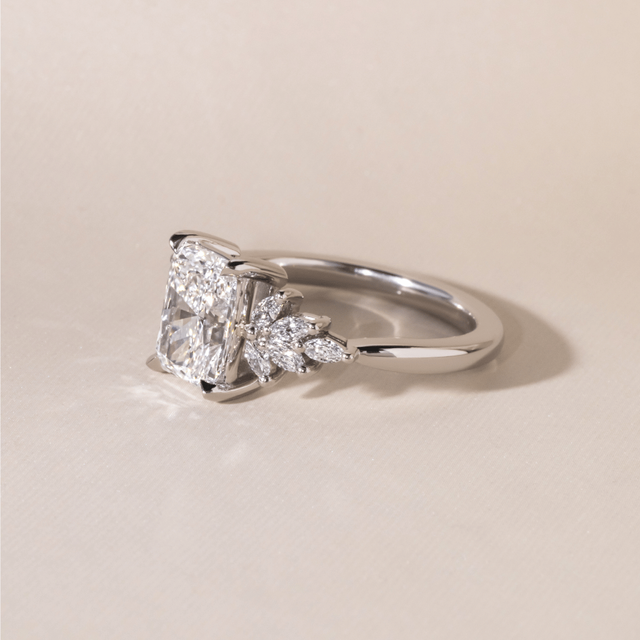2 Carat Lab Grown Radiant Cut Diamond Cluster Engagement Ring in Platinum - Anastasia