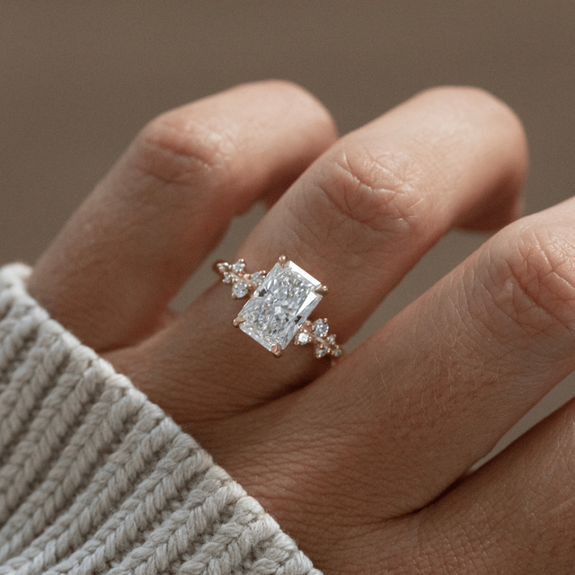 2.50 Carat Lab Grown Radiant Diamond Cluster Engagement Ring in Yellow Gold - Morning Star