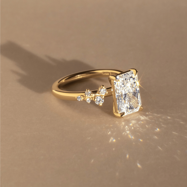 2.50 Carat Lab Grown Radiant Diamond Cluster Engagement Ring in Yellow Gold - Morning Star