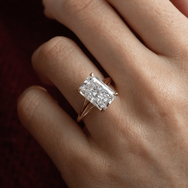 5.50 Carat Lab Grown Radiant Diamond Solitaire Engagement Ring in Yellow Gold - Olina