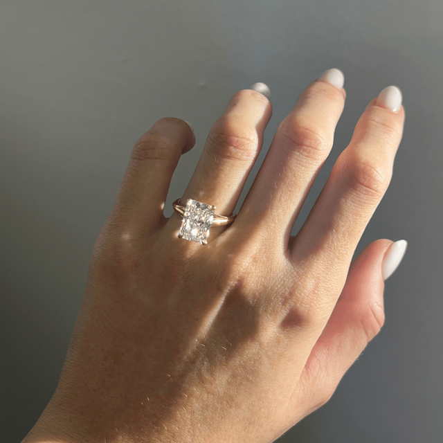 5.50 Carat Lab Grown Radiant Diamond Solitaire Engagement Ring in Yellow Gold - Olina