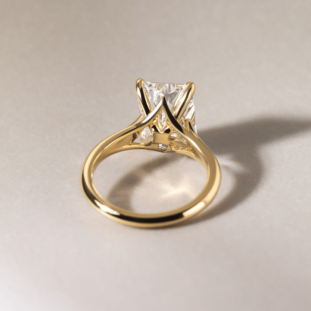 5.50 Carat Lab Grown Radiant Diamond Solitaire Engagement Ring in Yellow Gold - Olina
