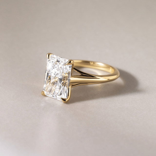 5.50 Carat Lab Grown Radiant Diamond Solitaire Engagement Ring in Yellow Gold - Olina