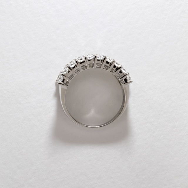 3.10 Carat Natural Baguette And Round Diamond Eternity Ring in White Gold