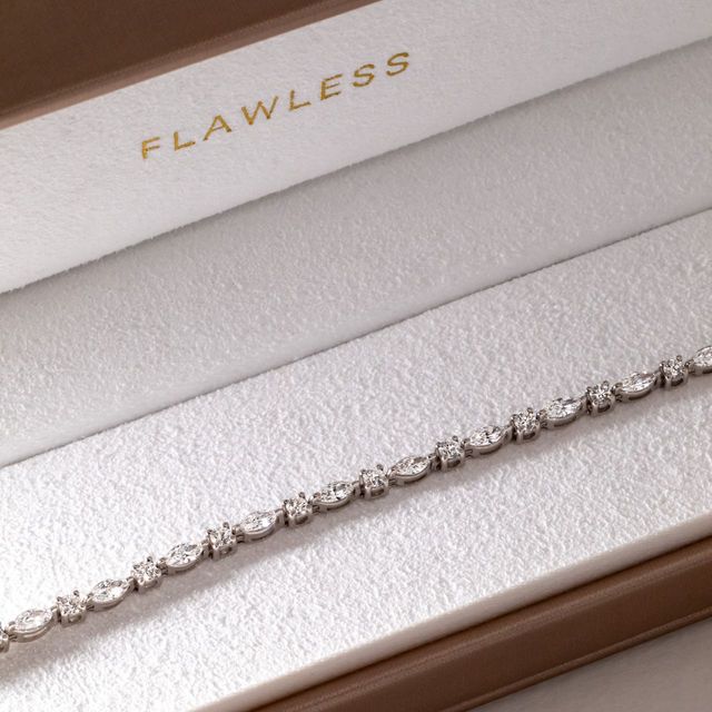 3 Carat Lab Grown Marquise And Round Diamond Bracelet in 9k White Gold