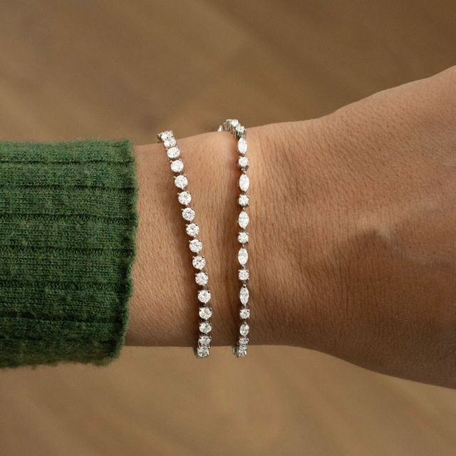3 Carat Lab Grown Marquise And Round Diamond Bracelet in 9k White Gold