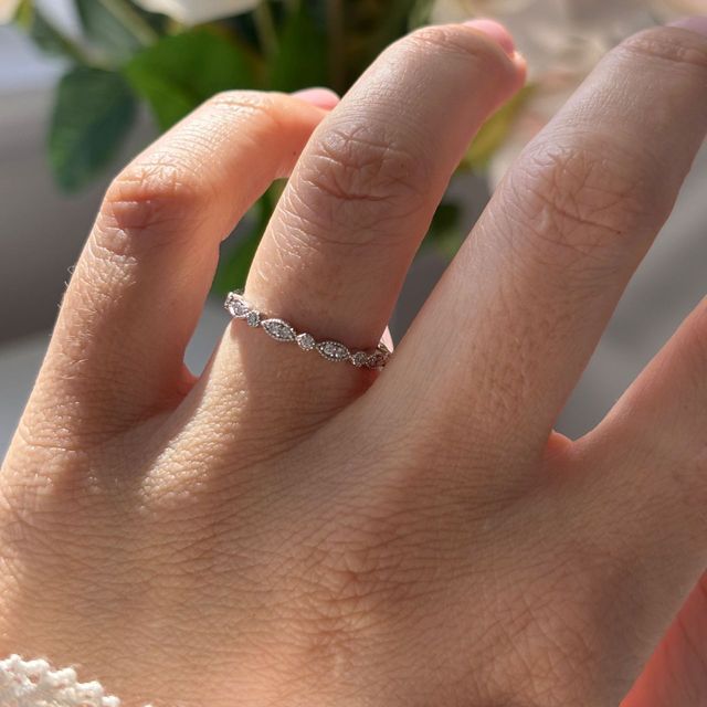 0.16 Carat Natural Round And Marquise Eternity Ring in Platinum - Esther