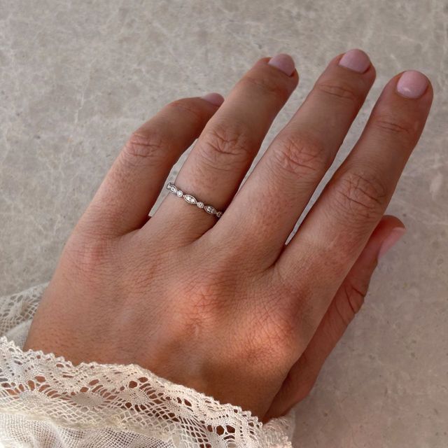 0.16 Carat Natural Round And Marquise Eternity Ring in Platinum - Esther