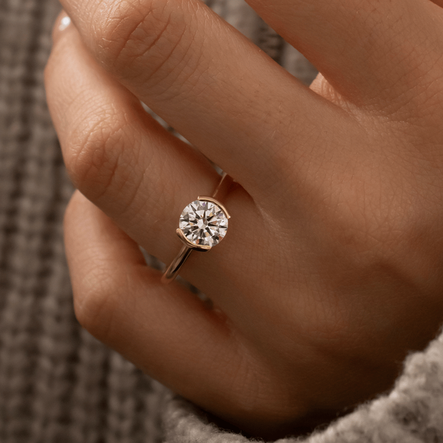 1.20 Carat Lab Grown Round Diamond Bezel Set Solitaire Engagement Ring in Yellow Gold - Avian