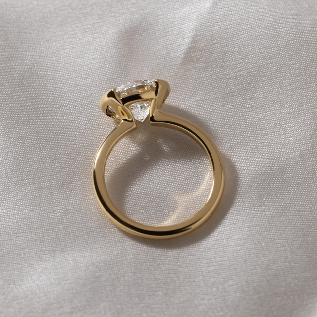 3 Carat Lab Grown Round Diamond Bezel Set Solitaire Engagement Ring in Yellow Gold - Avian