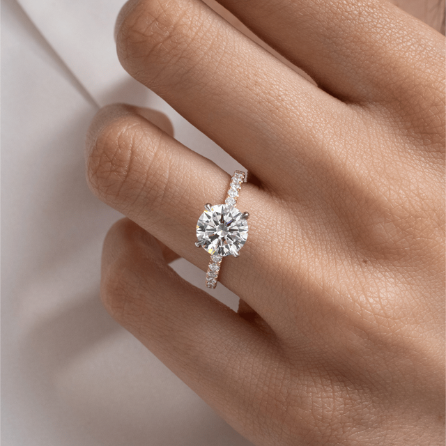 2 Carat Lab Grown Round Diamond Hidden Halo Engagement Ring in Two Tone - Samara