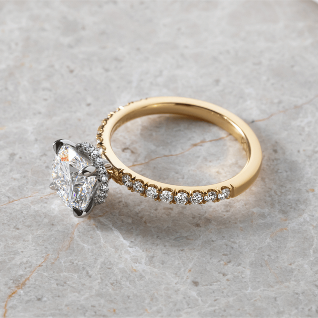 2 Carat Lab Grown Round Diamond Hidden Halo Engagement Ring in Two Tone - Samara