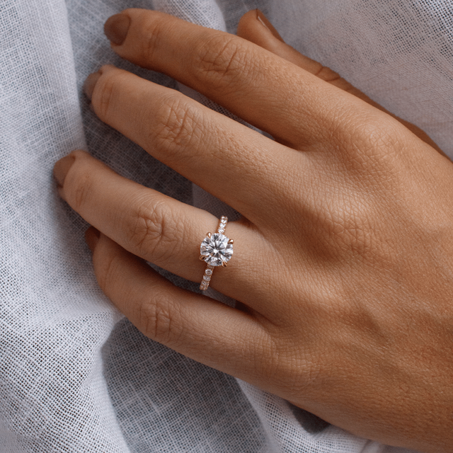 1.80 Carat Lab Grown Round Diamond Hidden Halo Engagement Ring in Rose Gold - Sadie